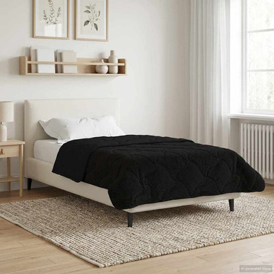 Letni Kołdra Czarny 155 x 200 cm Mikrofibra i Fleece Teddy