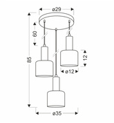 Isar Lampa Wisząca Talerz Czarny 3X40 E27 Klosz Bursztynowy