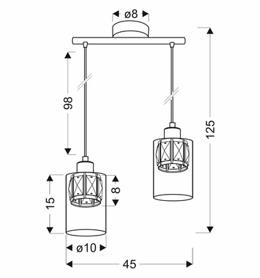 Lampa wisząca Ducato podwójna z kloszem szklana bursztynowa do jadalni