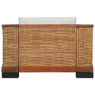vidaXL Fotel z poduszkami, brązowy, naturalny rattan