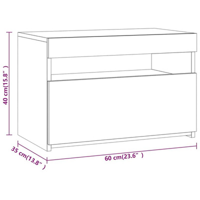 vidaXL Szafka pod TV z oświetleniem LED, przydymiony dąb, 60x35x40 cm