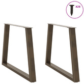 Nogi do stołu jadalnego w kształcie litery V 2 szt. Naturalna stal 90x(72-73,3) cm Stal