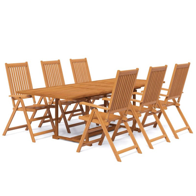 7-częściowy zestaw mebli ogrodowych, lite drewno akacjowe, 160-240 cm