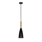 Lampa wisząca czarna + drewno Trosa Ledea 50101264