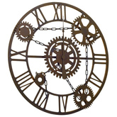vidaXL Zegar ścienny, brązowy, 80 cm, metal