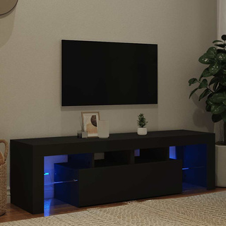 Szafka pod TV z oświetleniem LED, czarna, 140x36,5x40 cm