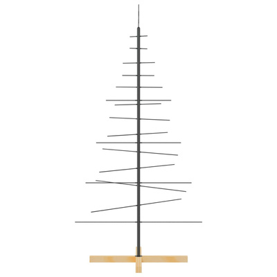 vidaXL Metalowa choinka z drewnianą podstawą, czarna, 150 cm
