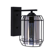 Jonera lampa kinkiet czarny p20 1x40w e27 klosz dymiony 21-10186