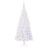Sztuczna choinka z 300 diodami LED Biały 180 cm PVC i stal