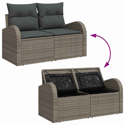 Sofa Ogrodowa z poduszką Szary 124 x 62 x 69 cm polirattan