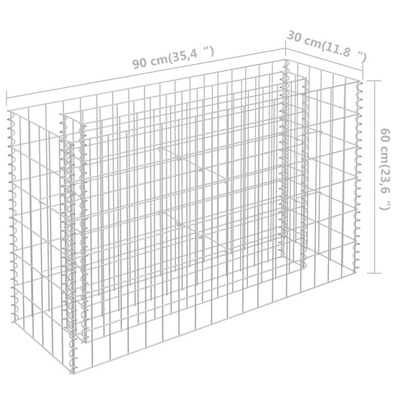 vidaXL Podwyższona donica gabionowa, galwanizowana stal, 90x30x60 cm