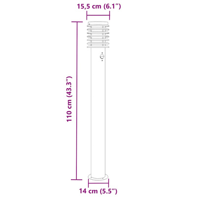 Lampy ogrodowe na słupku, z czujnikiem, 3 szt., czarne, 110 cm