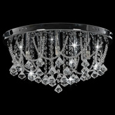 Lampa sufitowa z kryształkami i koralikami, srebrna, okrągła