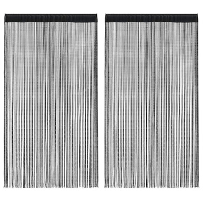 Zasłony sznurkowe, 2 sztuki, 140 x 250 cm, czarne