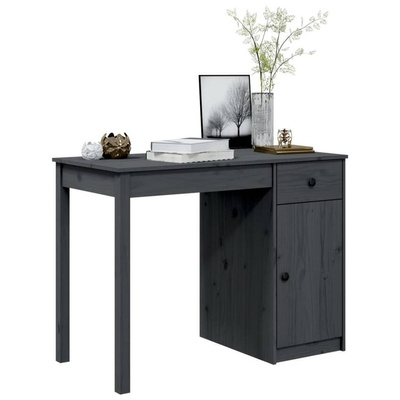 vidaXL Biurko, szare, 100x50x75 cm, lite drewno sosnowe