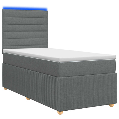 Łóżko z box spring LED z materacem ciemnoszary 80 x 200 cm