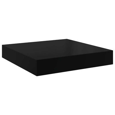 vidaXL Półki ścienne 2 szt., czarne, wysoki połysk, 23x23,5x3,8 cm MDF