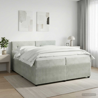 Łóżko kontynentalne z materacem jasnoszary 200 x 200 cm Welur