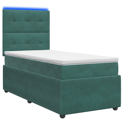 Łóżko z box spring LED z materacem Ciemnozielony 80 x 200 cm