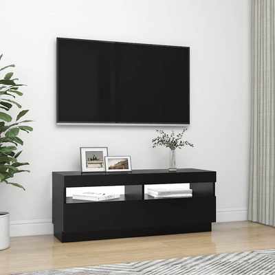 Szafka pod TV z oświetleniem LED, czarna, 100x35x40 cm