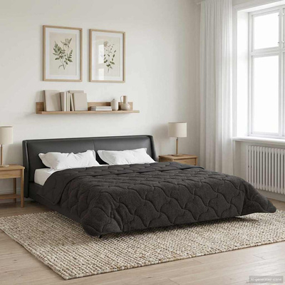 Letni Kołdra Antracyt 200 x 220 cm Mikrofibra i Fleece Teddy