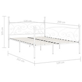 vidaXL Rama łóżka ze stelażem z listw, biała, metalowa, 120 x 200 cm