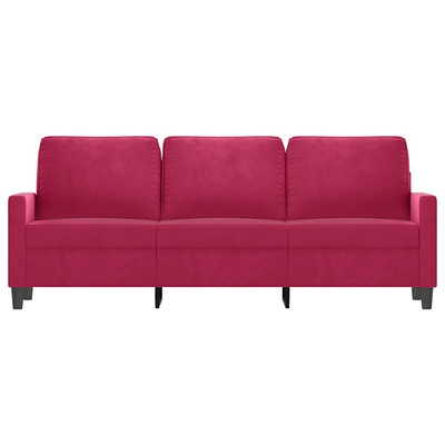 Sofa 3-osobowa, winna czerwień, 180 cm, obita aksamitem
