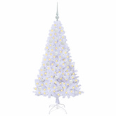 Sztuczna choinka z 150 diodami LED Biały 150 cm PVC i stal