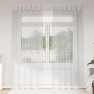Firany Voile 2 pcs Jasnoszary 245 x 140 cm Poliester
