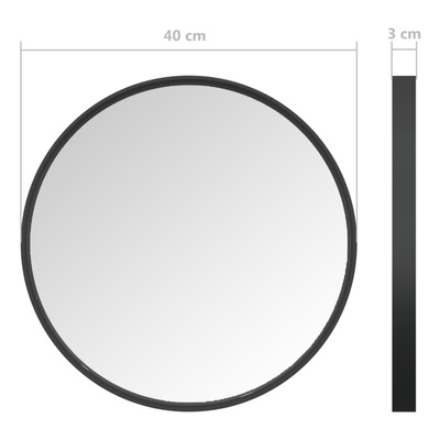 vidaXL Lustro ścienne, czarne, 40 cm
