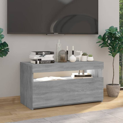 vidaXL Szafka pod TV z oświetleniem LED, szary dąb sonoma, 75x35x40 cm