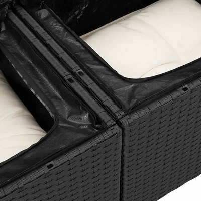 Sofa Ogrodowa Czarny 184 x 62 x 85cm polirattan