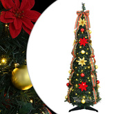 Sztuczna choinka z 50 diodami LED z podstawą Zielony 125 cm PVC