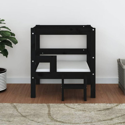 vidaXL Legowisko dla psa, czarne, 55,5x53,5x60 cm, lite drewno sosnowe