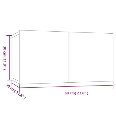 vidaXL Wisząca szafka pod TV, przydymiony dąb, 60x30x30 cm