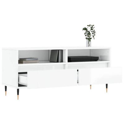 vidaXL Szafka pod TV, wysoki połysk, biała, 100x34,5x44,5 cm wariant 4
