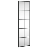 vidaXL Lustro ścienne, czarne, 30x100 cm, prostokątne, żelazo