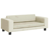 vidaXL Sofa dziecięca z podnóżkiem, kremowa, 100x50x30 cm, aksamit