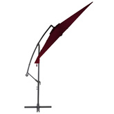 vidaXL Parasol wiszący z aluminiowym słupkiem, bordowy, 300 cm