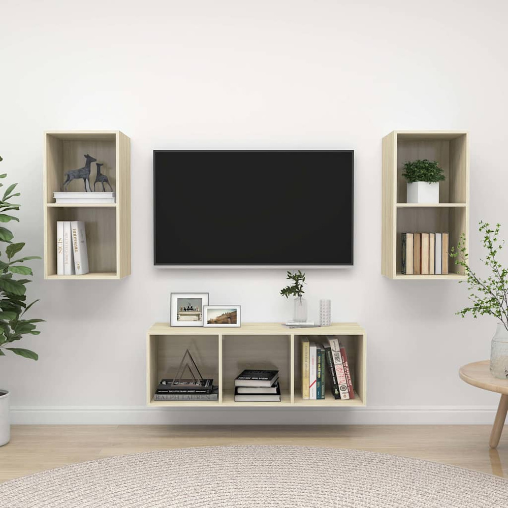 3-cz. zestaw szafek TV, dąb sonoma, materiał drewnopochodny