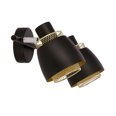 Aleksandria lampa sufitowa listwa 2x40w klosz czarny+złoty