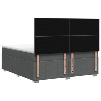 Łóżko z box spring LED z materacem ciemnoszary 140 x 190 cm