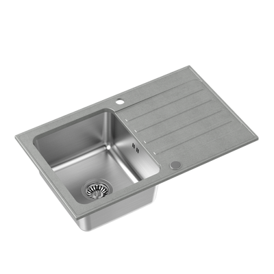 KENNETH 111 Fusion GraniteQ silver stone z komorą stalową (780x480x190) z syfonem manualnym i zaślepką