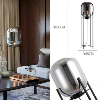Lampa stojąca 160cm Dymiony klosz