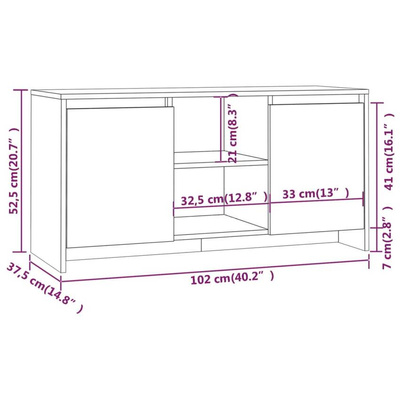 Szafka pod TV, przydymiony dąb, 102x37,5x52,5 cm vidaXL