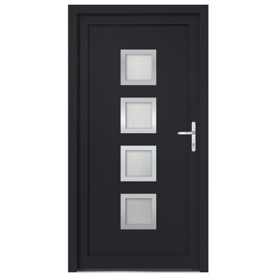 vidaXL Drzwi wejściowe, antracytowe, 108x208 cm, PVC