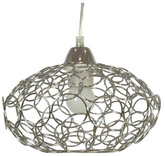 Lampa wisząca Pinia pojedyncza metalowa srebrna z kloszem nad stół E27