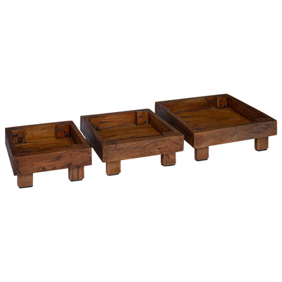 Stojak na rośliny 3 pcs Brązowy Drewno mahoniowe