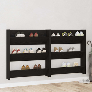 Szafka na buty z półką 2 pcs Czarny Dąb 86 x 18 x 90 cm