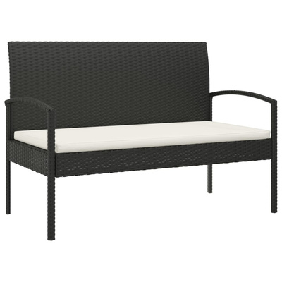 Ławka ogrodowa z poduszką, czarna, 105 cm, polirattan